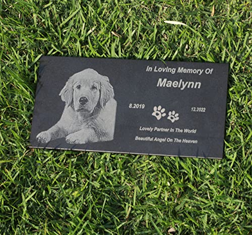 SHINCEL Personalized Memorial Plaque for Pets,Dog,Cat, Customized Engraved Gravestone, Memorial Stone for Lost Loved One,Graveside Ornament, Grave Marker for Cemetery Decoration (for Pets)