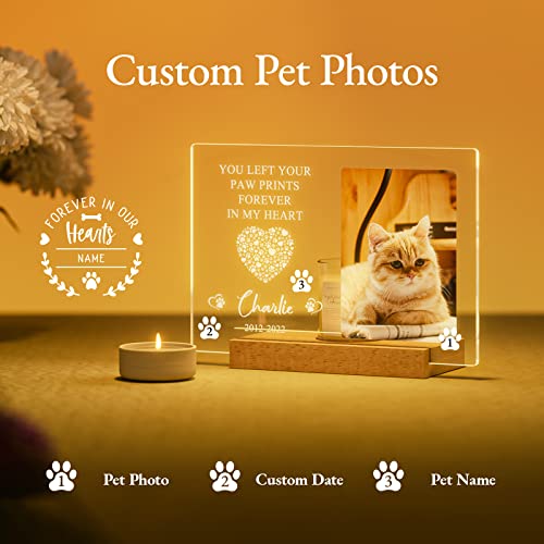 Bemaystar Personalized Pet Memorial Gifts Dog Memorial Gifts for Loss of Dog Pet Loss Gifts in Memory of Dog Night Lights Custom Dog Memorial Plaque Cat Memorial Photo Frame Pet Sympathy Gifts