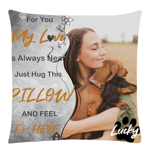 Blireana Custom Personalized Pet Memorial Throw Pillows Case,Loss of Pet Sympathy Gift,Pet Remembrance Gift in Memory of Dog Cat,Perfect Keepsake Pillow for Pet Lovers-No Filling (Gray 01)