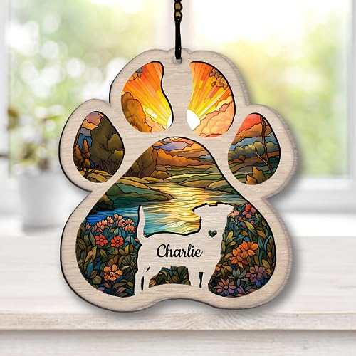 Nazenti Personalized Dog Memorial Suncatcher, Custom Dog Suncatcher, Dog Memorial Ornament, Loss of Pet Dog Ornament, Sympathy Gift, Dog Memorial Gift, Dog Ornament Christmas Tree, Dog Lovers Gifts