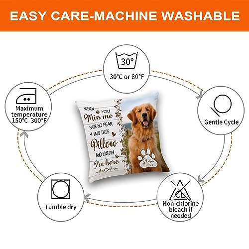 NHI Clothing Personalized Memorial Pets Pillow Case, Custom Pets Photo with Text - Variety Size - Polyester Cover - Optional Insert - Double Sided - Gift for Lover Pets