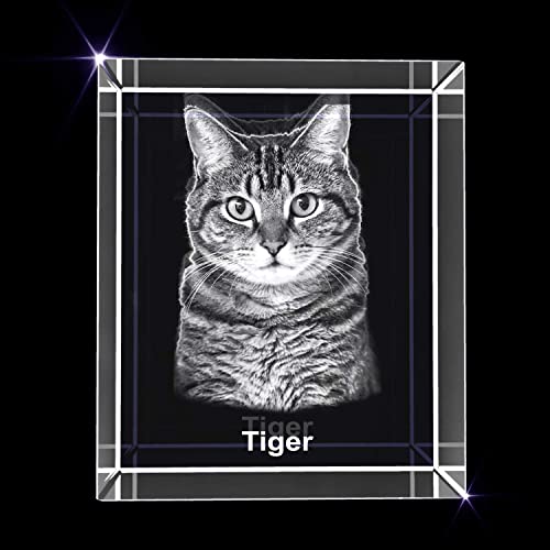 Personalized Photo Gift | 3D Engraved Crystal Keepsake | Gift | Décor | Collectible| Souvenir | Dogs Or Cats Personalized Photo Frame