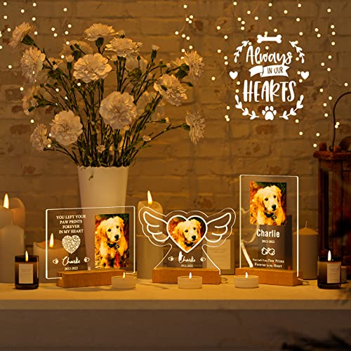 Bemaystar Personalized Pet Memorial Gifts Dog Memorial Gifts for Loss of Dog Pet Loss Gifts in Memory of Dog Night Lights Custom Dog Memorial Plaque Cat Memorial Photo Frame Pet Sympathy Gifts