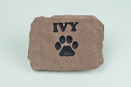 GraphicRocks Personalized Red Pet Memorial Stone Headstone Grave Marker Dog or Cat with Paw Print and Engraved with Name of Your Pet