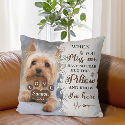 Alienc Personalized Pet Memorial Gifts, Custom Photo and Name Dog Throw Pillowcase (Pillow Insert not Included), Lost Pet Gift, Personalized Dog Memorial Gift