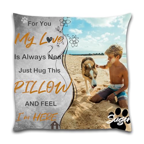 Blireana Custom Personalized Pet Memorial Throw Pillows Case,Loss of Pet Sympathy Gift,Pet Remembrance Gift in Memory of Dog Cat,Perfect Keepsake Pillow for Pet Lovers-No Filling (Gray 01)