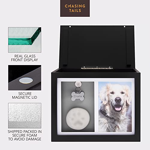Chasing Tails Keepsake Pet Urns for Dogs Ashes - Wooden Memorial Dog Urns for Ashes Personalized, Premium Cat Urns for Ashes, Clay Imprint Kit, Pet Paw Print Kit, Keepsake Memory Frame, Photo Book