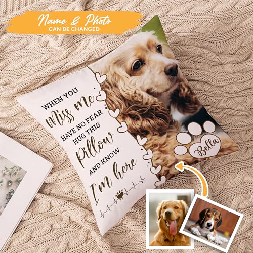 Custom Pet Photo Memorial Throw Pillow, Loss of Dog Sympathy Gift, Personalized Pet Memorial Pillow Cover, Memorial Gifts, Dog Pillows, Cat, Dog Memorial Gifts for Loss of Dog - D1