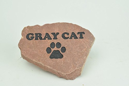 GraphicRocks Personalized Red Pet Memorial Stone Headstone Grave Marker Dog or Cat with Paw Print and Engraved with Name of Your Pet