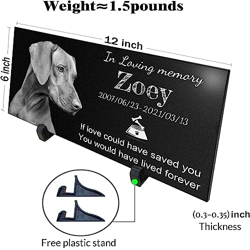 Memorial Stones Personalized,Headstone for Pet Dog, Cat,Animal Outdoor Mini Memorial Plaque,Black Granite Memorial Garden Stone Gravestone Markers, Dog Headstone Sympathy Gifts
