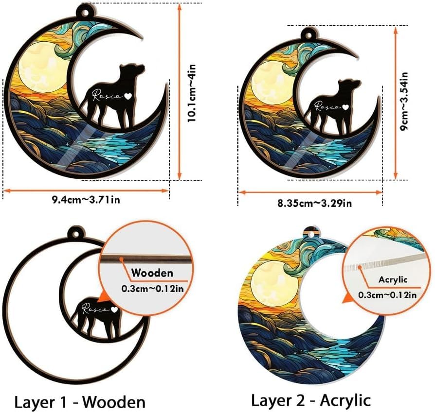 NAZENTI Personalized Cat Suncatcher Memorial Ornament, Cat on Moon for Suncatcher Gifts, Memorial Gift Loss of Cat, Gifts for Cat Lovers, Loss of Cat, Memory Remember Cat, Xmas Gift A01