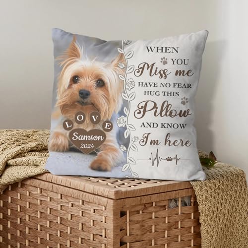 Alienc Personalized Pet Memorial Gifts, Custom Photo and Name Dog Throw Pillowcase (Pillow Insert not Included), Lost Pet Gift, Personalized Dog Memorial Gift
