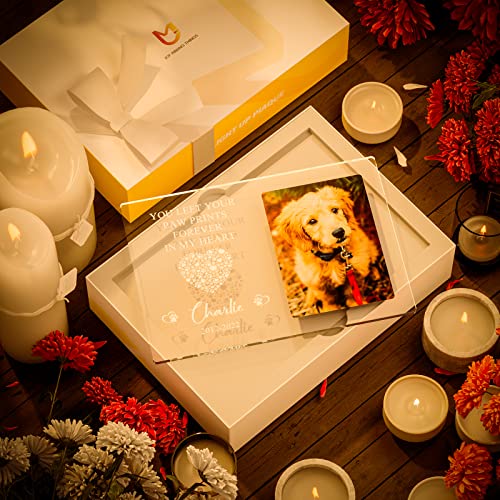 Bemaystar Personalized Pet Memorial Gifts Dog Memorial Gifts for Loss of Dog Pet Loss Gifts in Memory of Dog Night Lights Custom Dog Memorial Plaque Cat Memorial Photo Frame Pet Sympathy Gifts