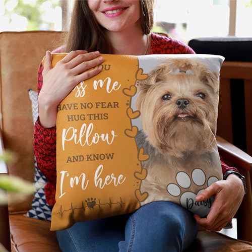 Custom Pet Photo Memorial Throw Pillow, Loss of Dog Sympathy Gift, Personalized Pet Memorial Pillow Cover, Memorial Gifts, Dog Pillows, Cat, Dog Memorial Gifts for Loss of Dog - D1