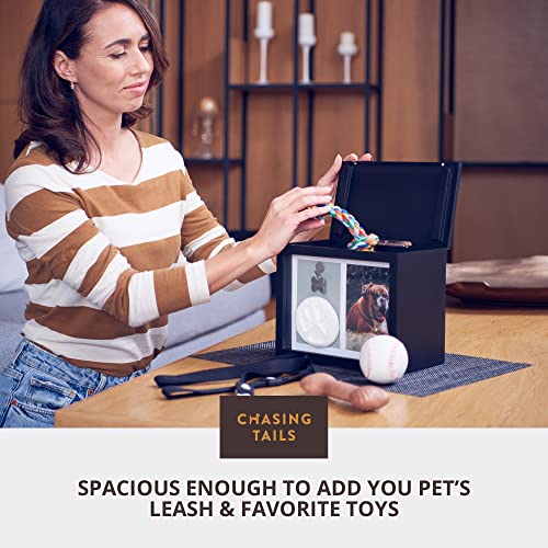 Chasing Tails Keepsake Pet Urns for Dogs Ashes - Wooden Memorial Dog Urns for Ashes Personalized, Premium Cat Urns for Ashes, Clay Imprint Kit, Pet Paw Print Kit, Keepsake Memory Frame, Photo Book