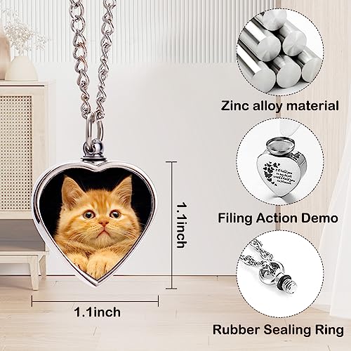 Custom Ashes Necklace Pet Memorial Gift with Photo Text,Personalized Dog/Cat Cremation Jewelry Keepsake.Double-sided customized heart-shaped pendant urn necklaces for dog cat lover Women and Men