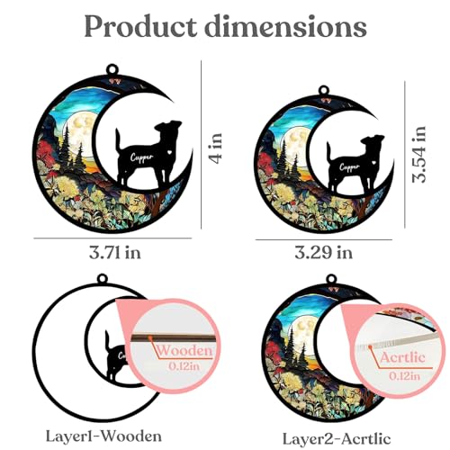 BOXTOHEART Dog Memorial Suncatcher, Personalized Pet Breeds Suncatcher with Name Date, Pet Loss Suncatcher, Stained Glass Light Catcher, Dog Memorials & funerary, Gifts for Pet Loss