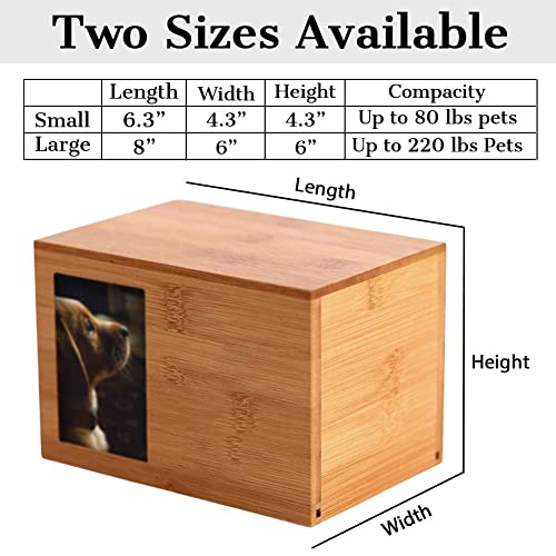 ODB Personalized Cremation Urns for Dogs Ashes, Wooden Pet Memorial Keepsake Urns, Photo Box Pet Cremation Urn