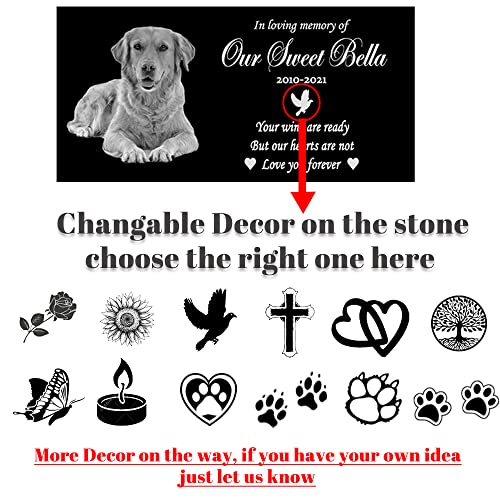 ODB Personalized Pet Memorial Stones, Black Granite Memorial Garden Stone Engraved with Photo, Gifts for Someone Who Lost a Loved One, or Pet, Dog, Cat (with Photo)