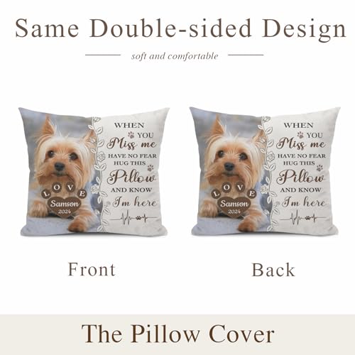 Alienc Personalized Pet Memorial Gifts, Custom Photo and Name Dog Throw Pillowcase (Pillow Insert not Included), Lost Pet Gift, Personalized Dog Memorial Gift