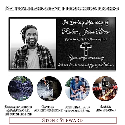 Memorial Stones Personalized,Headstone for Pet Dog, Cat,Animal Outdoor Mini Memorial Plaque,Black Granite Memorial Garden Stone Gravestone Markers, Dog Headstone Sympathy Gifts