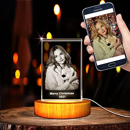 Personalized Custom 3D Holographic Photo Etched Engraved Inside The Crystal with Your Own Picture (Birthday, Wedding Gift, Memorial, Mother's Day, Valentine's, Christmas, Personalized)