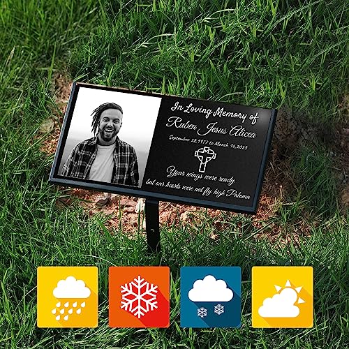 Memorial Stones Personalized,Headstone for Pet Dog, Cat,Animal Outdoor Mini Memorial Plaque,Black Granite Memorial Garden Stone Gravestone Markers, Dog Headstone Sympathy Gifts