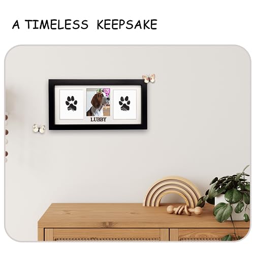 MYPAWLETS Paw Print Frame & Ink Pads Kit,Dog or Cat Paw Print Kit,2 No Mess Ink Pads for Pets,Paw Print Stamp Pad for Dogs,Wooden Pet Memorial Frame,Personalized Pet Paw Print Gifts