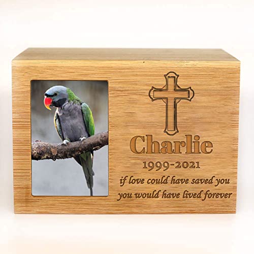 ODB Personalized Cremation Urns for Dogs Ashes, Wooden Pet Memorial Keepsake Urns, Photo Box Pet Cremation Urn
