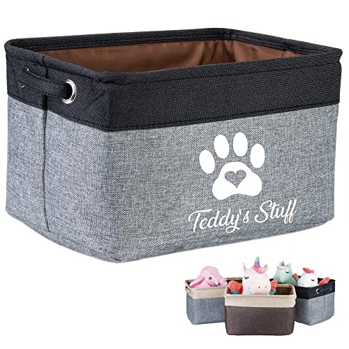 HiPeep Dog Toy Box Basket Personalized Storage Bin with Pet Name Collapsible & Fordable Cube Organizers for Cat Puppy Stuff Accessories Customized Gift