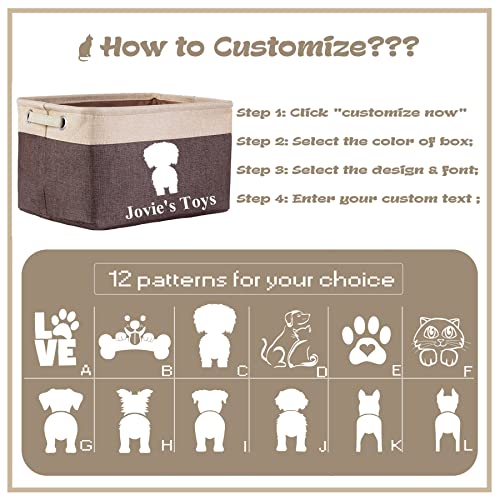 HiPeep Dog Toy Box Basket Personalized Storage Bin with Pet Name Collapsible & Fordable Cube Organizers for Cat Puppy Stuff Accessories Customized Gift