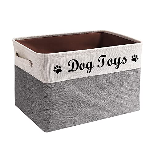 Tomlster Dog Toy Box Large - Dog Toy Basket, Collapsible, Suitable for Dog Toy Storage, Dog Toy Bin with Comfortable Handles, dog accessories - Grey