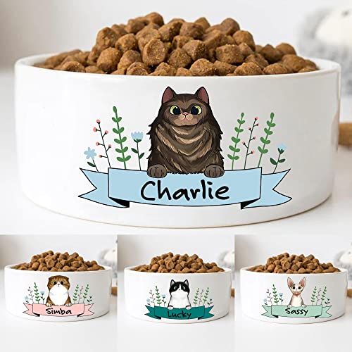 Custom Cat Bowls with Name & Breed Designs