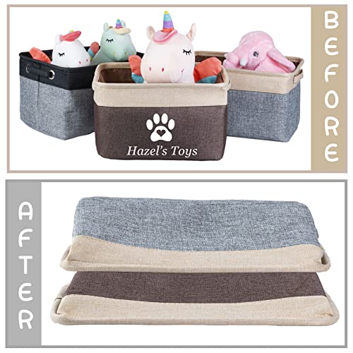 HiPeep Dog Toy Box Basket Personalized Storage Bin with Pet Name Collapsible & Fordable Cube Organizers for Cat Puppy Stuff Accessories Customized Gift