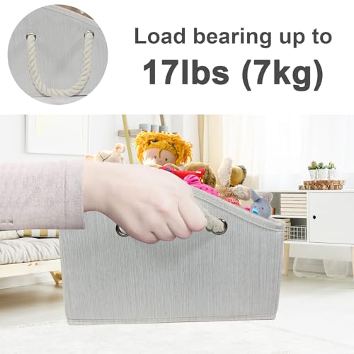 Brabtod Dog Toy Bin Collapsible Large Trapezoid Dog Toy Box Personalized Fabric Dog Toy Basket with Rope Handle,Storage Organize bin for Pet Toys/Pet Stuff-Beige