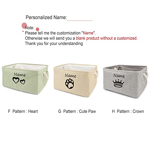 TONYFY Personalized Dog Toy Storage Basket Bin Collapsible Customized Pet's Name Storage, Organizer for Dog Toys、Clothing、Apparel & Accessories with Box Paw Print(Brown-M)