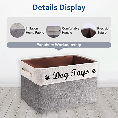Tomlster Dog Toy Box Large - Dog Toy Basket, Collapsible, Suitable for Dog Toy Storage, Dog Toy Bin with Comfortable Handles, dog accessories - Grey