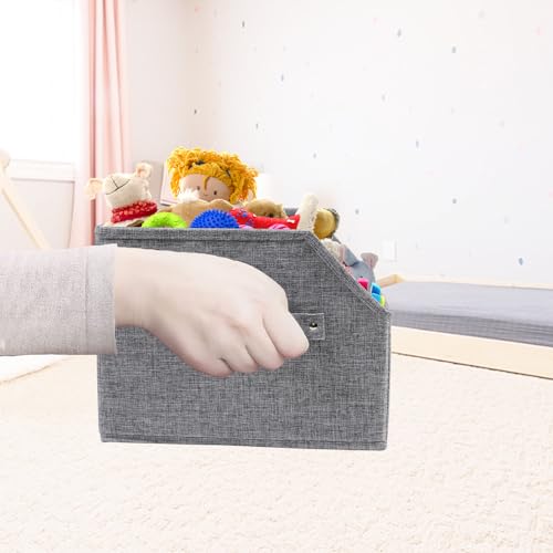 Gzsekken Dog Toy Bin, Fabric Trapezoid Dog Toy Box Dog Toy Basket Collapsible Toy Organizers and Storage for Pet Toys, Blankets, Clothes, Chew Toys and Accessories,Can be Personalized Gray