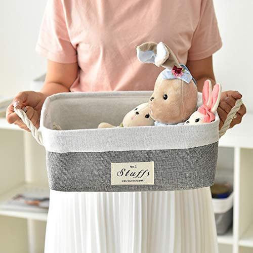 INough Dog Toy Box Gift Basket Pet Supplies Low Storage Basket for Dog Stuff Rectangle Dog Toys Bin Collapsible Small Basket for Closet, Baskets for Organizing Baby Kids (Rectangle)