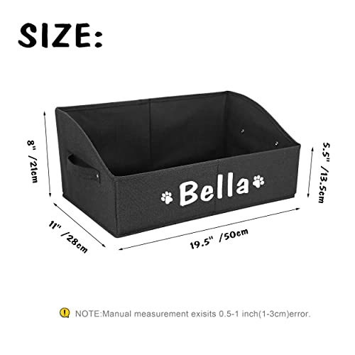 PET ARTIST Personalized Collapsible Dog Organization and Storage Basket,Dog Toy Storage with Handles,Dog Toy Box Bin Large for Chew Toys,Clothes,Squeak Toys,Black