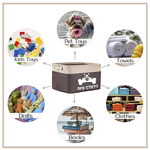 HiPeep Dog Toy Box Basket Personalized Storage Bin with Pet Name Collapsible & Fordable Cube Organizers for Cat Puppy Stuff Accessories Customized Gift