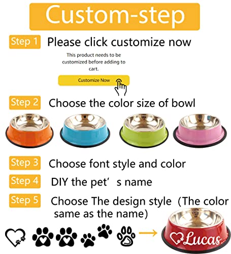 Custom Name Stainless Steel Dog Bowls for Medium-Large Dogs