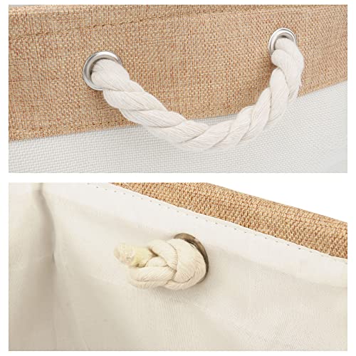 Personalized Dog Toy Box, Dog Toy Basket Storage with Cotton Handle, Customized Name and Paw Heart Print Puppy Toy Bin for Organizing Food Clothes and Pets Accessories(Paw Beige)