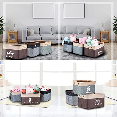 HiPeep Dog Toy Box Basket Personalized Storage Bin with Pet Name Collapsible & Fordable Cube Organizers for Cat Puppy Stuff Accessories Customized Gift