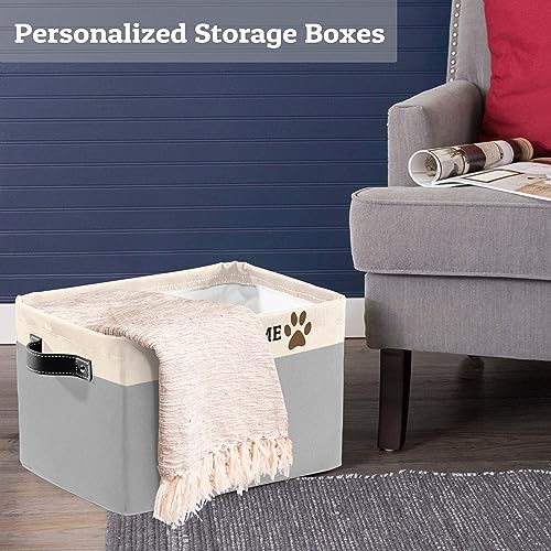 MuMiY Personalized Pet Toy Storage Basket with Handles, Customized Pet's Name and Photo - Collapsible Storage Boxes Organizer Bag for Dog/Cat Toys, Coats, Clothing, Blankets