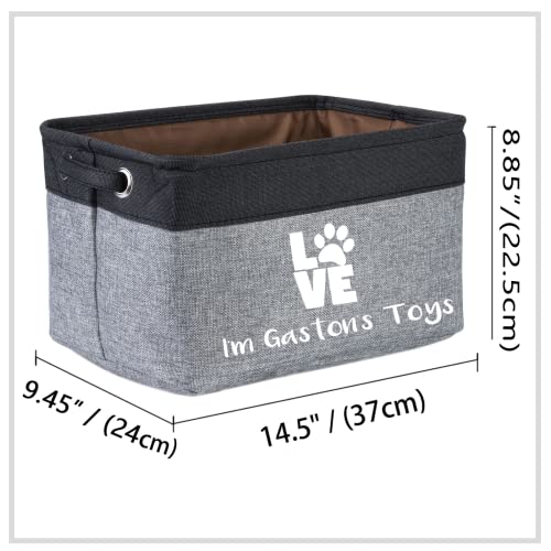 HiPeep Dog Toy Box Basket Personalized Storage Bin with Pet Name Collapsible & Fordable Cube Organizers for Cat Puppy Stuff Accessories Customized Gift