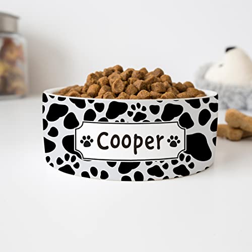 Personalized Cow Print Pet Bowl, Dog Name Bowl, Cat Name Bowl, Gift for Pets, Ceramic Bowl Available in Two Sizes