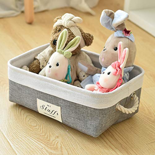INough Dog Toy Box Gift Basket Pet Supplies Low Storage Basket for Dog Stuff Rectangle Dog Toys Bin Collapsible Small Basket for Closet, Baskets for Organizing Baby Kids (Rectangle)