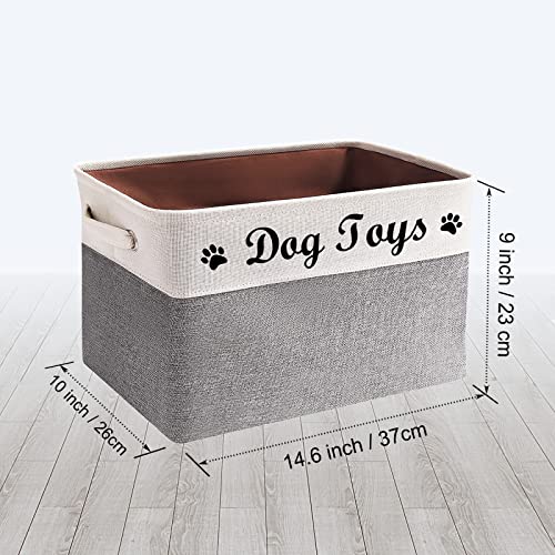 Tomlster Dog Toy Box Large - Dog Toy Basket, Collapsible, Suitable for Dog Toy Storage, Dog Toy Bin with Comfortable Handles, dog accessories - Grey
