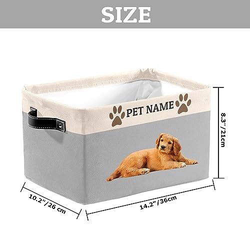 MuMiY Personalized Pet Toy Storage Basket with Handles, Customized Pet's Name and Photo - Collapsible Storage Boxes Organizer Bag for Dog/Cat Toys, Coats, Clothing, Blankets
